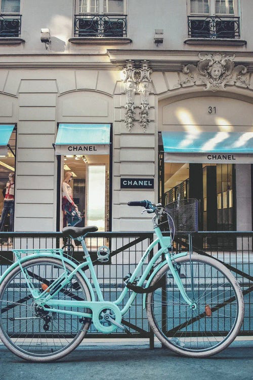 Blue Bike In Front Of Chanel Store