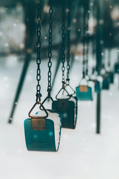 Blue Swings In The Snow by Karen Mandau canvas print