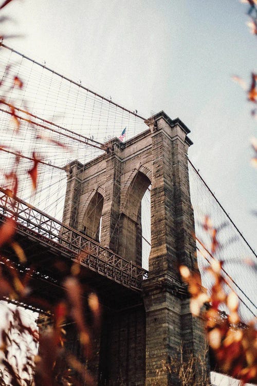 Brooklyn Bridge With Leaves by Karen Mandau wall art