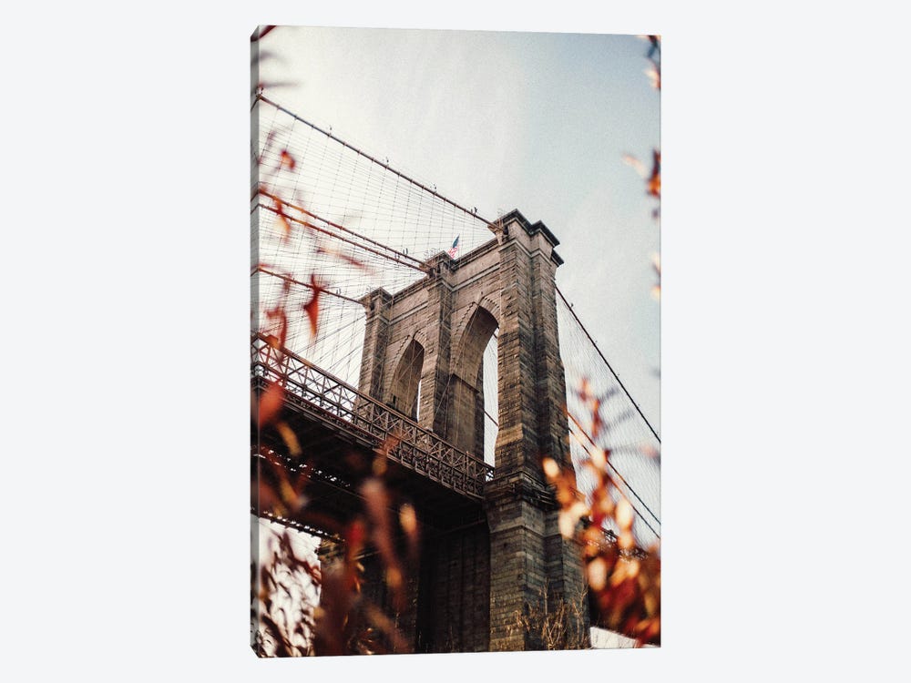 Brooklyn Bridge With Leaves by Karen Mandau 1-piece Canvas Print