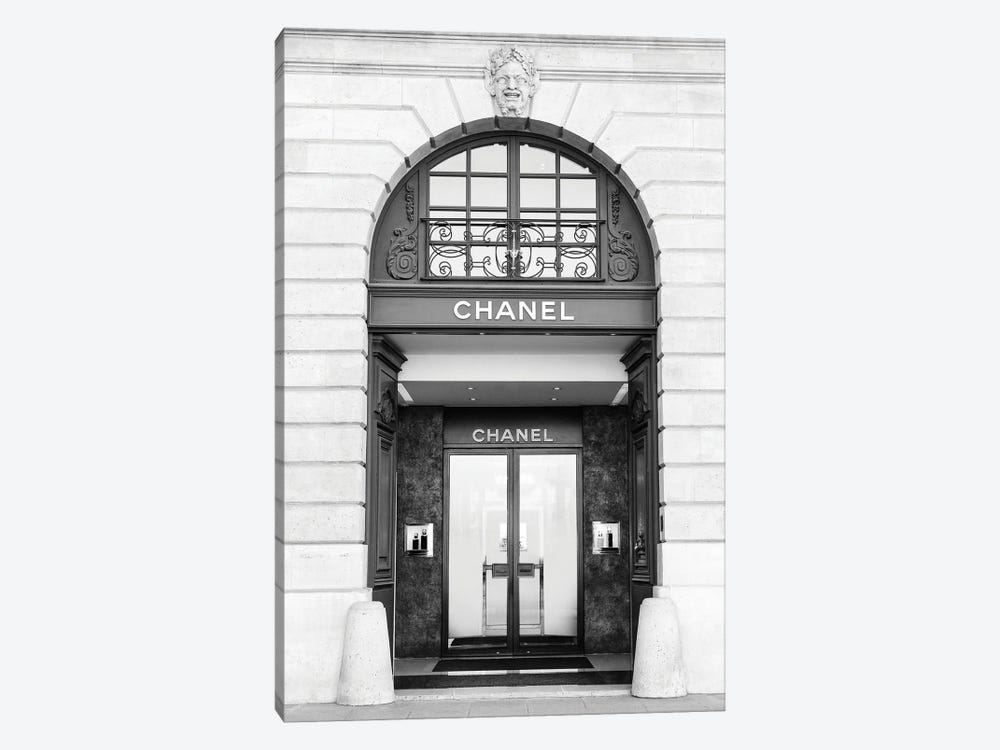 Chanel Store Black and White - Canvas Print Wall Art by Karen Mandau ( Architecture > Doors art) - 12x8 in