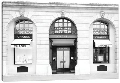 Chanel Store Paris Black And White Canvas Art Print - Karen Mandau