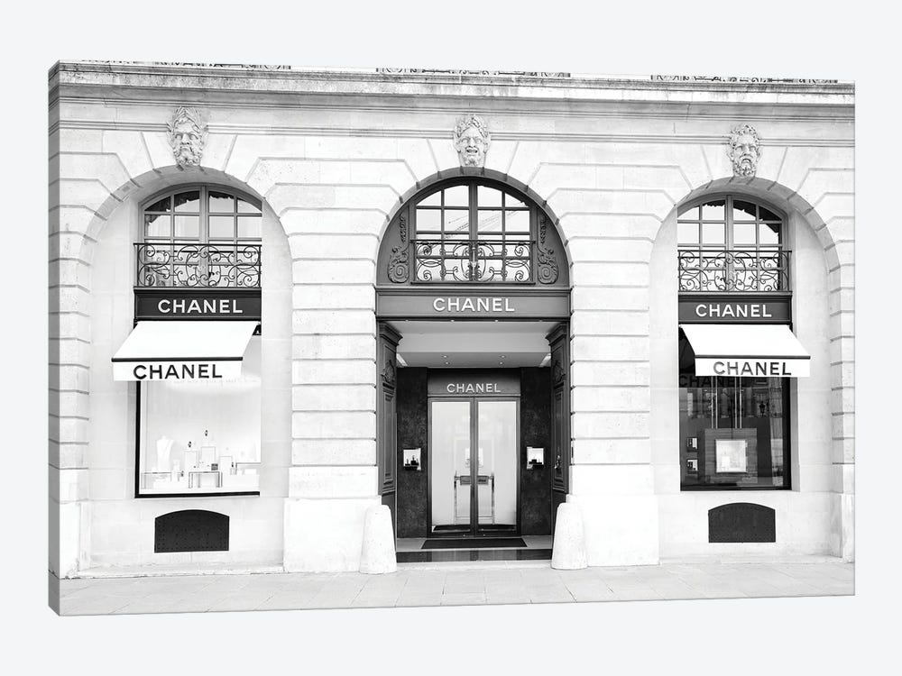 Chanel Store Paris Black And White by Karen Mandau 1-piece Canvas Wall Art