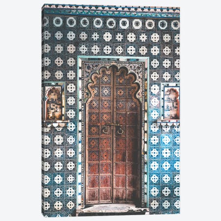 Decorated Indian Door In Pondicherry Canvas Print #KMD47} by Karen Mandau Canvas Artwork
