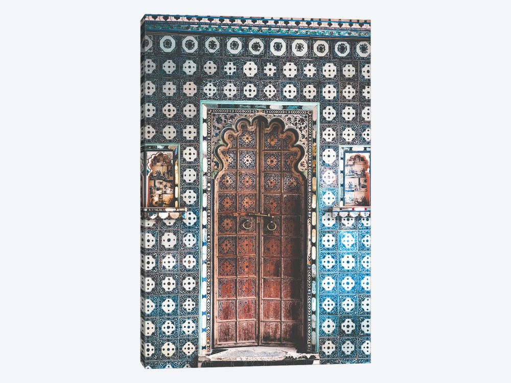 Decorated Indian Door In Pondicherry by Karen Mandau 1-piece Canvas Print