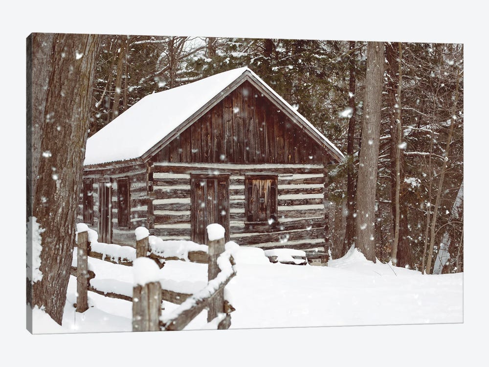 Forest Log Cabin In The Snow by Karen Mandau 1-piece Canvas Artwork