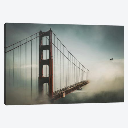 Golden Gate Bridge In The Fog Canvas Print #KMD57} by Karen Mandau Canvas Art Print