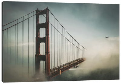 Golden Gate Bridge In The Fog Canvas Art Print - Hyperreal Photography
