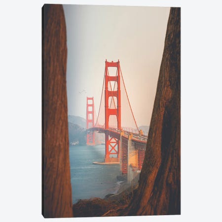 Golden Gate Bridge With Sequoia Trees Canvas Print #KMD59} by Karen Mandau Canvas Artwork