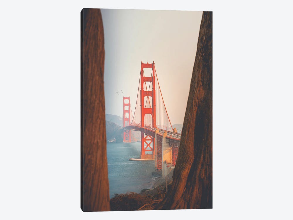 Golden Gate Bridge With Sequoia Trees by Karen Mandau 1-piece Canvas Art
