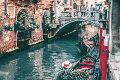 Gondola In Venice Canal by Karen Mandau art print