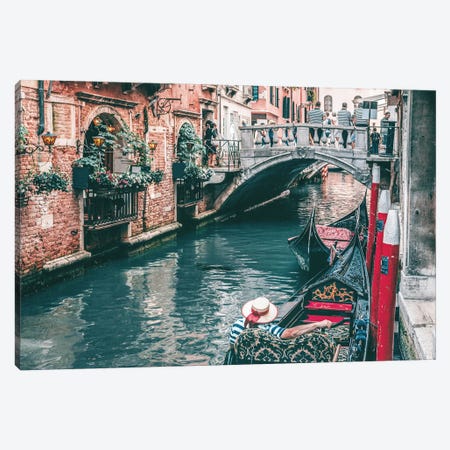 Gondola In Venice Canal Canvas Print #KMD61} by Karen Mandau Canvas Art Print