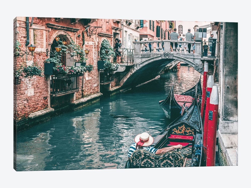 Gondola In Venice Canal by Karen Mandau 1-piece Canvas Print
