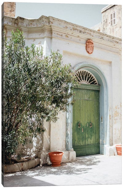 Green Door In Italy Canvas Art Print - Karen Mandau