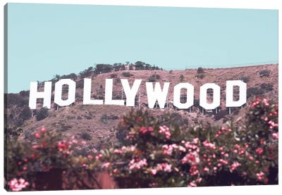 Hollywood Sign With Flowers Canvas Art Print - Los Angeles Art