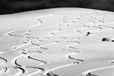 Minimalist Skiing Photo Black And White by Karen Mandau canvas print