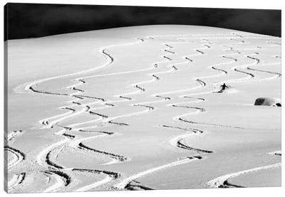 Minimalist Skiing Photo Black And White Canvas Art Print