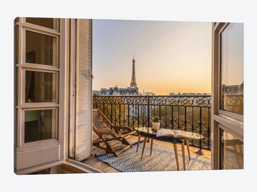 Paris Balcony With Eiffel Tower View by Karen Mandau 1-piece Art Print