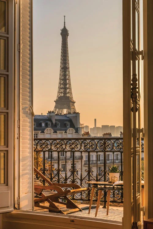 Paris Balcony With Eiffel Tower by Karen Mandau wall art