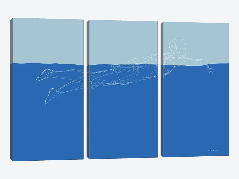 How To Swim II by Kamdon Kreations 3-piece Canvas Wall Art