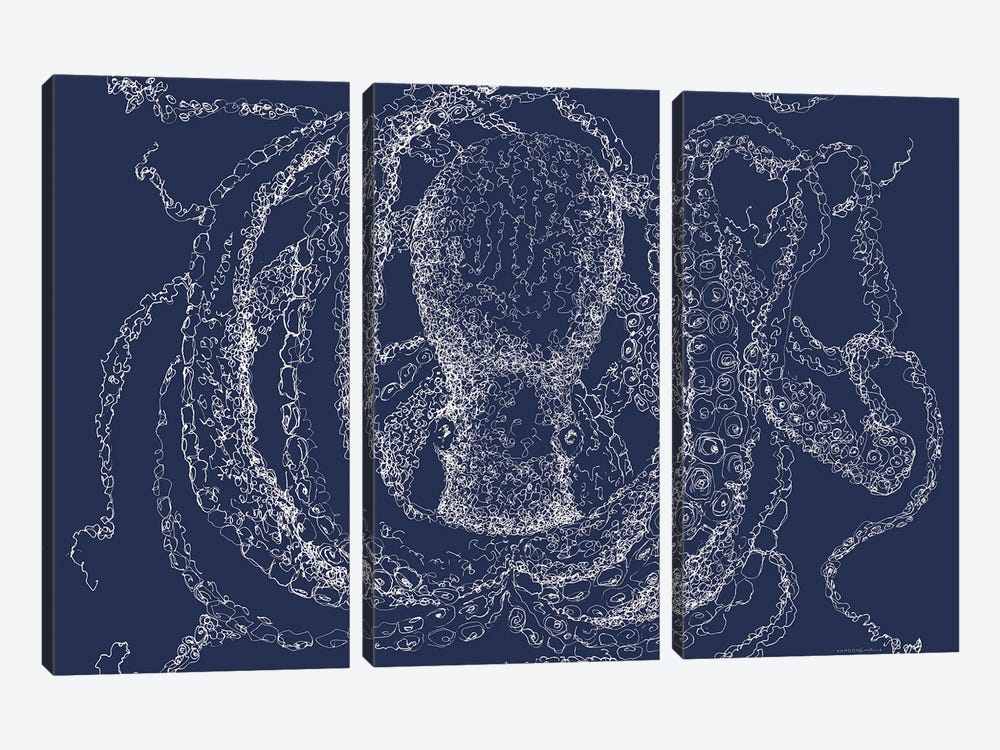 Octo Scribble by Kamdon Kreations 3-piece Canvas Art