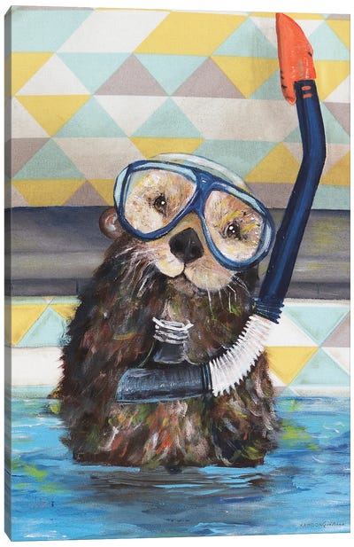 Scuba Training Canvas Art Print - Otter Art