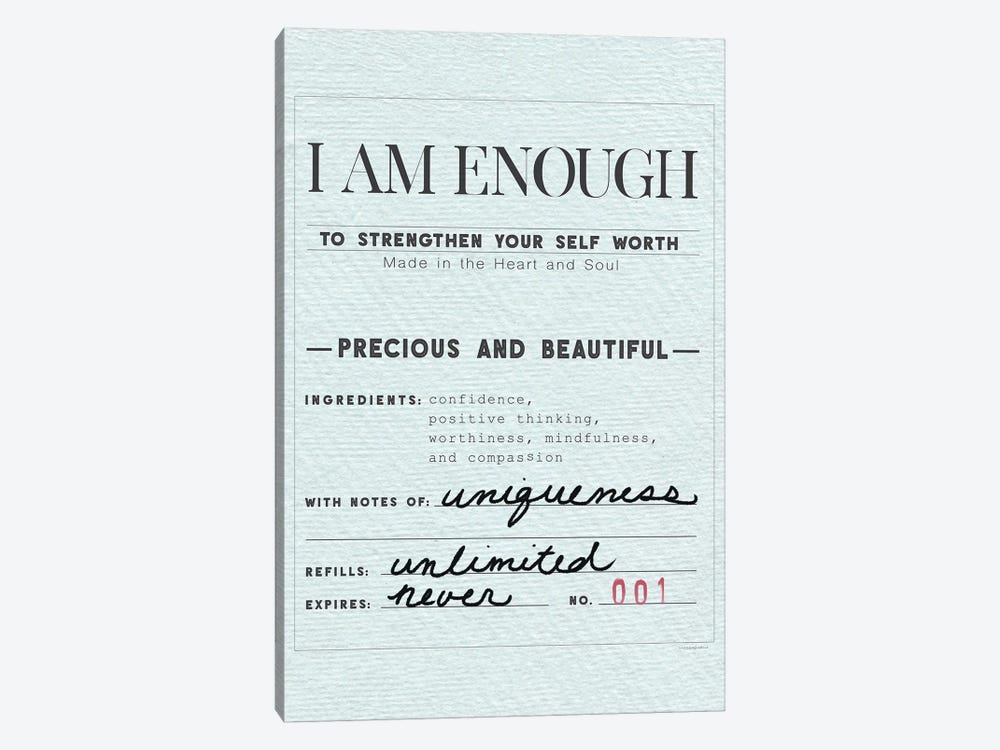 I Am Enough by Kamdon Kreations 1-piece Canvas Art