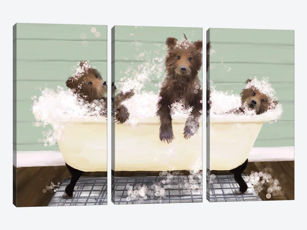 Bear-ly Clean by Kamdon Kreations 3-piece Canvas Print