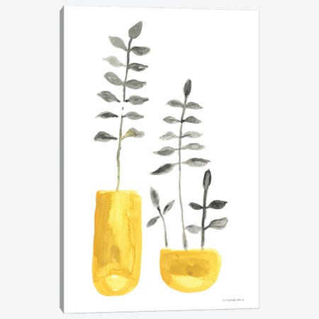Fern In Mustard Vase II Canvas Print #KMK39} by Kamdon Kreations Canvas Print