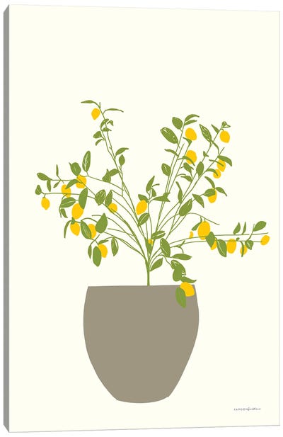 Lemon Tree Canvas Art Print - Pantone 2021 Ultimate Gray & Illuminating