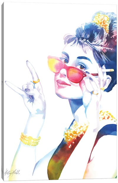 Audrey Rocks Canvas Art Print - Audrey Hepburn