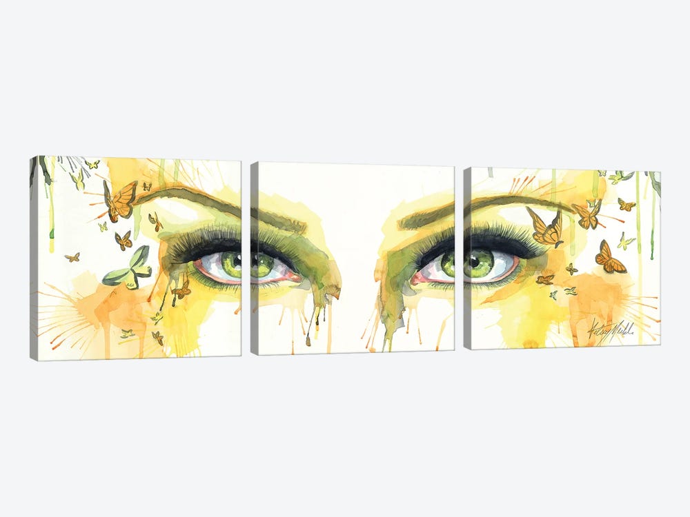 Emerald Butterfly Eyes by Kelsey Merkle 3-piece Canvas Artwork