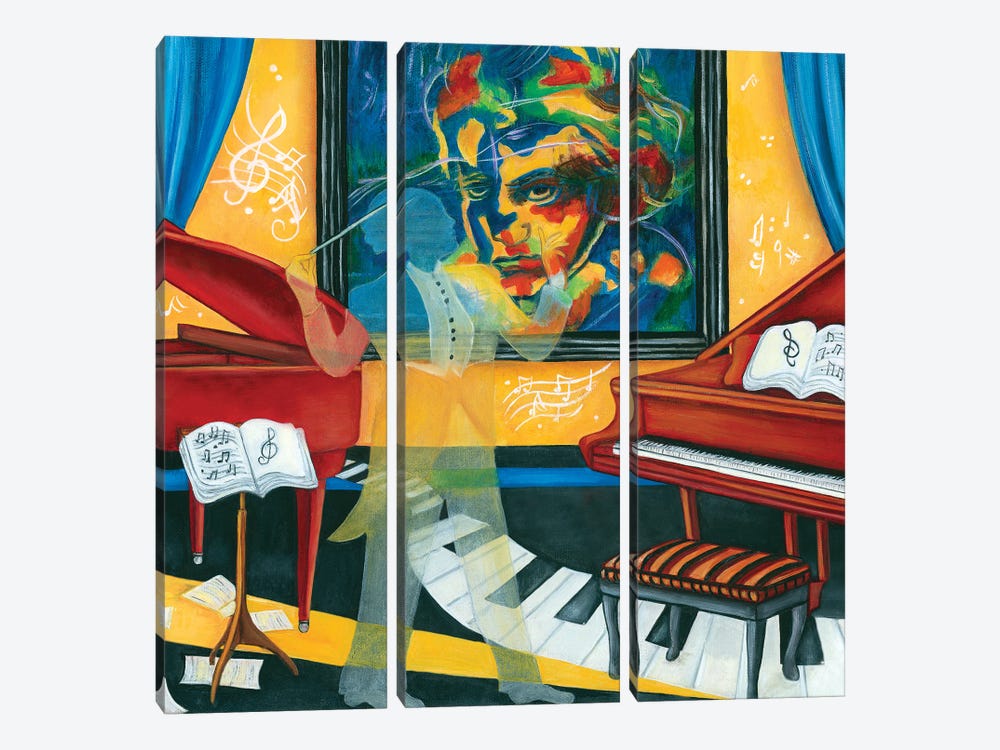 The Spirit Of Beethoven by k Madison Moore 3-piece Canvas Artwork