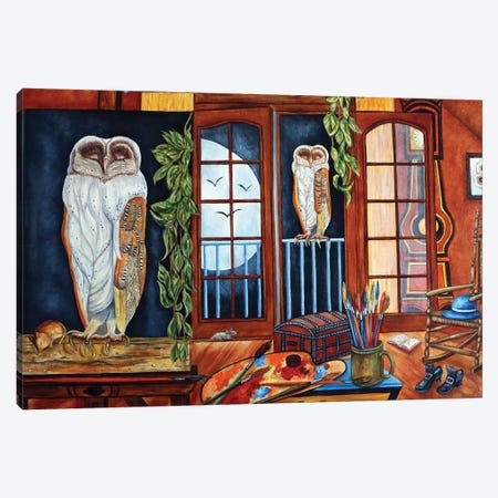 The White Owl Canvas Print #KMM111} by k Madison Moore Canvas Artwork