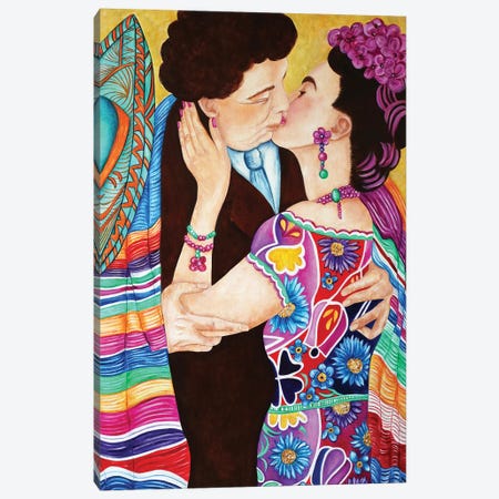 Their Kiss - Frida And Diego Canvas Print #KMM112} by k Madison Moore Canvas Art