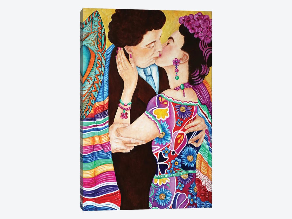Their Kiss - Frida And Diego by k Madison Moore 1-piece Canvas Art