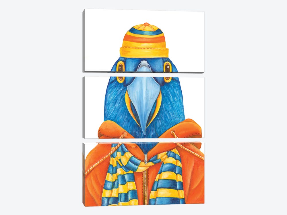 Gustavo Winger Parrot - The Hipster Animal Gang by k Madison Moore 3-piece Canvas Artwork