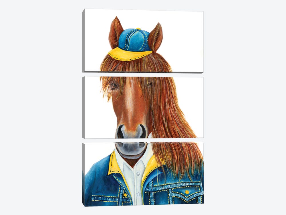Harry Trotter - The Hipster Animal Gang by k Madison Moore 3-piece Canvas Art Print