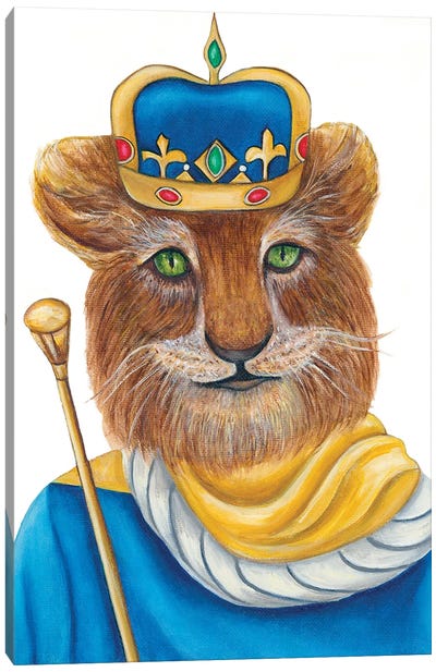 Lion Prince Leonidas - The Hipster Animal Gang Canvas Art Print - Regal Revival
