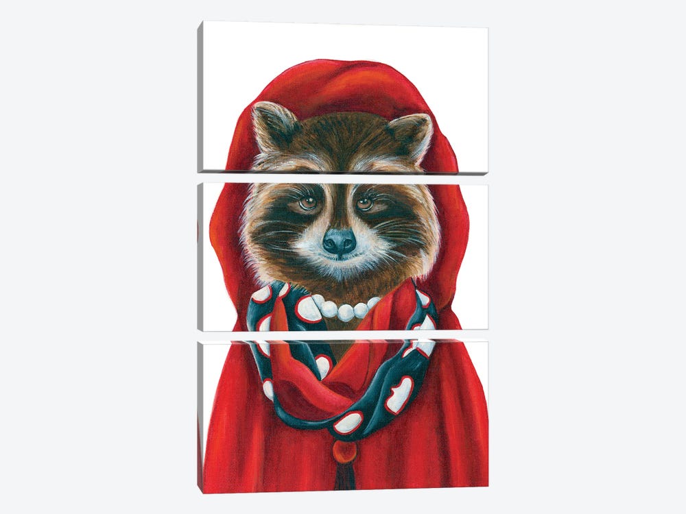 Little Red Riding Hood - The Hipster Animal Gang by k Madison Moore 3-piece Canvas Art Print
