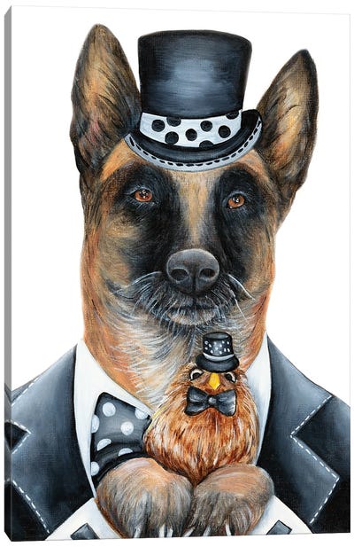 Louie And Pud Best Friends - The Hipster Animal Gang Canvas Art Print - German Shepherd Art