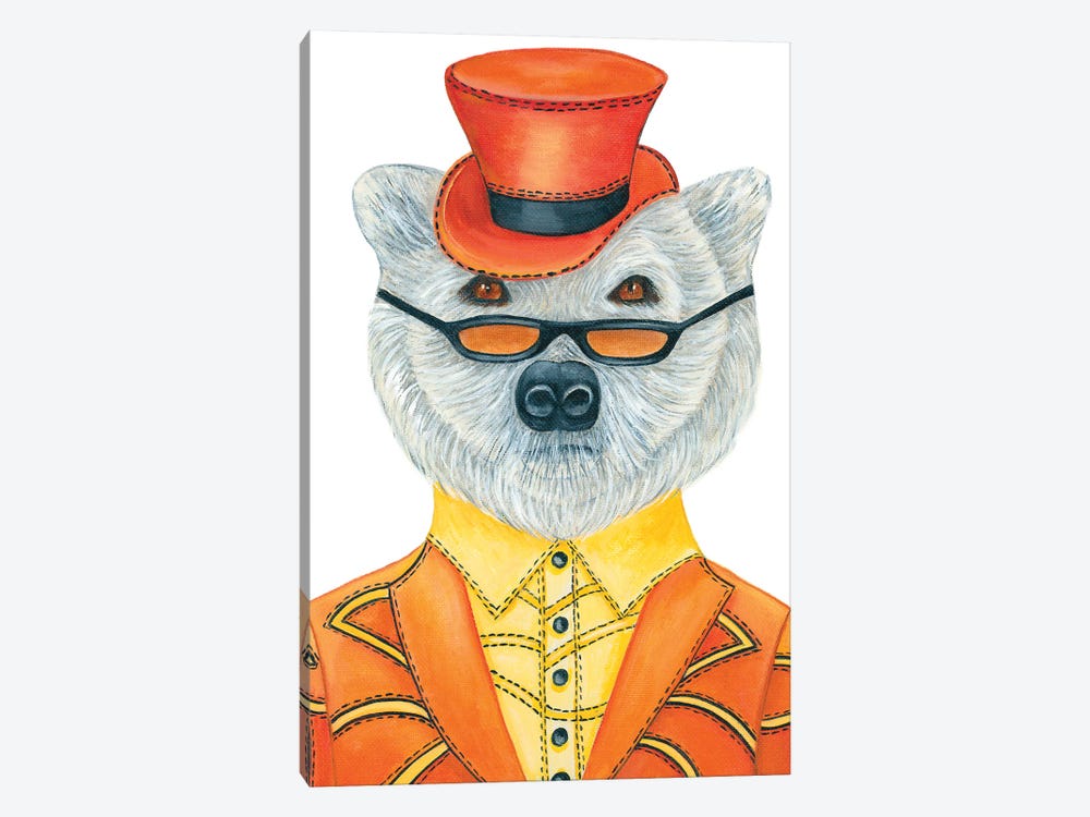 Markie Carnival White Bear - The Hipster Animal Gang by k Madison Moore 1-piece Canvas Artwork