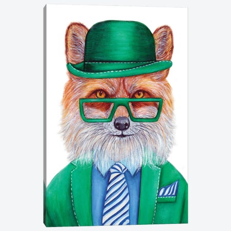 Michael J Fox - The Hipster Animal Gang Canvas Print #KMM23} by k Madison Moore Canvas Art