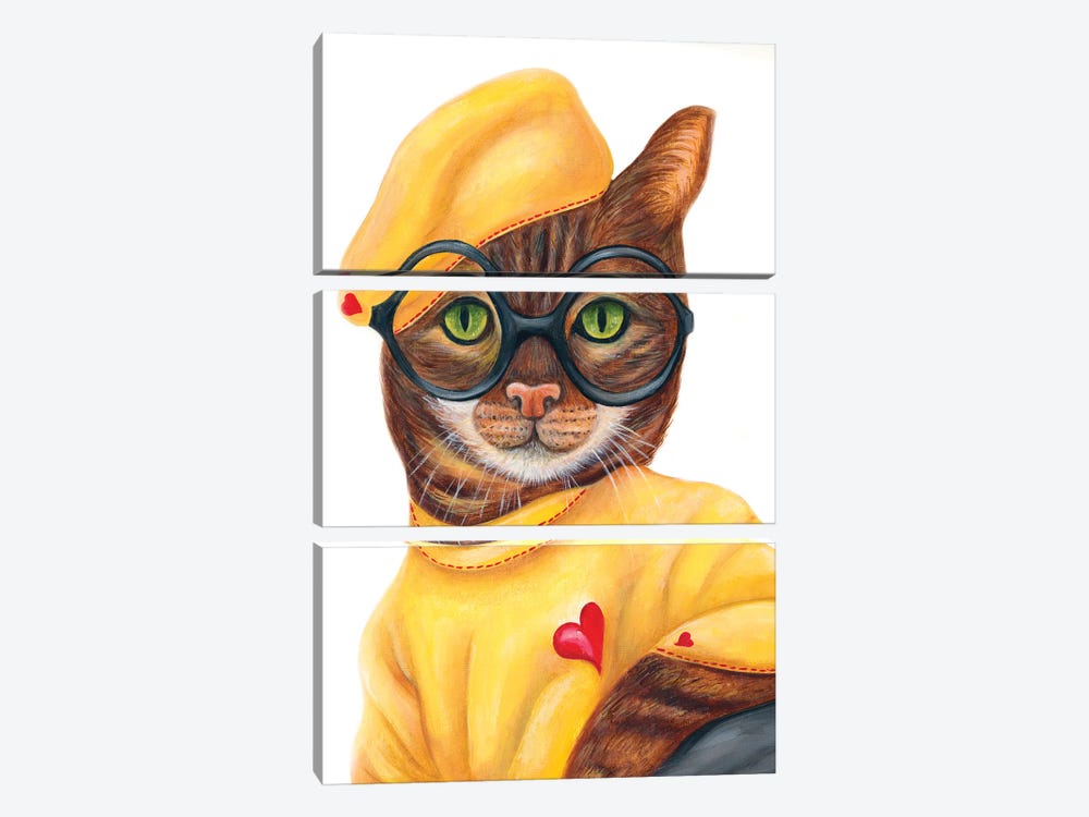 Miss Sabrina Heartfelt - The Hipster Animal Gang by k Madison Moore 3-piece Canvas Art