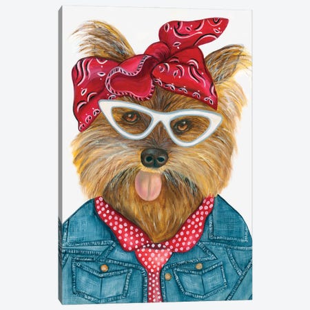 Missy Yorkie - The Hipster Animal Gang Canvas Print #KMM30} by k Madison Moore Canvas Art Print