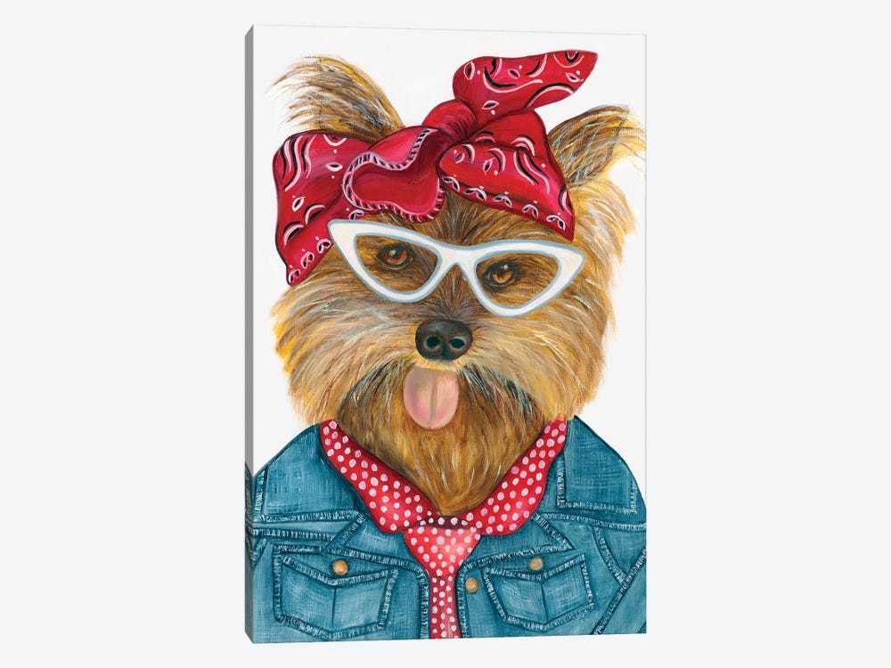 Missy Yorkie - The Hipster Animal Gang by k Madison Moore 1-piece Canvas Art Print