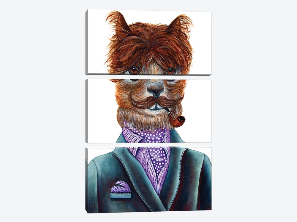 Mr. Alpachachino - The Hipster Animal Gang by k Madison Moore 3-piece Canvas Art