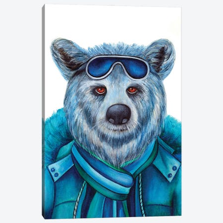 Mr. Blue Bomber The Skier - The Hipster Animal Gang Canvas Print #KMM33} by k Madison Moore Canvas Print