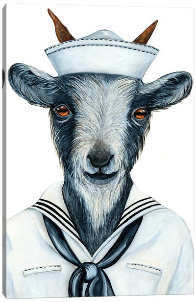 Mr. Buckley The Sailor - The Hipster Animal Gang Canvas Art Print - Goat Art