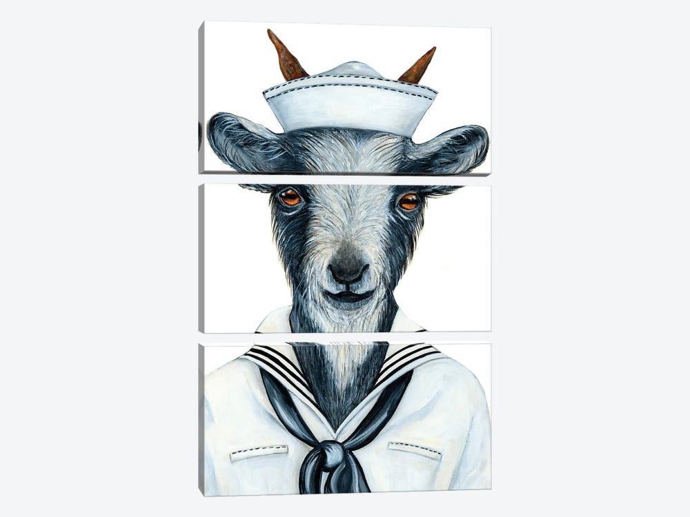 Mr. Buckley The Sailor - The Hipster Animal Gang by k Madison Moore 3-piece Canvas Art Print